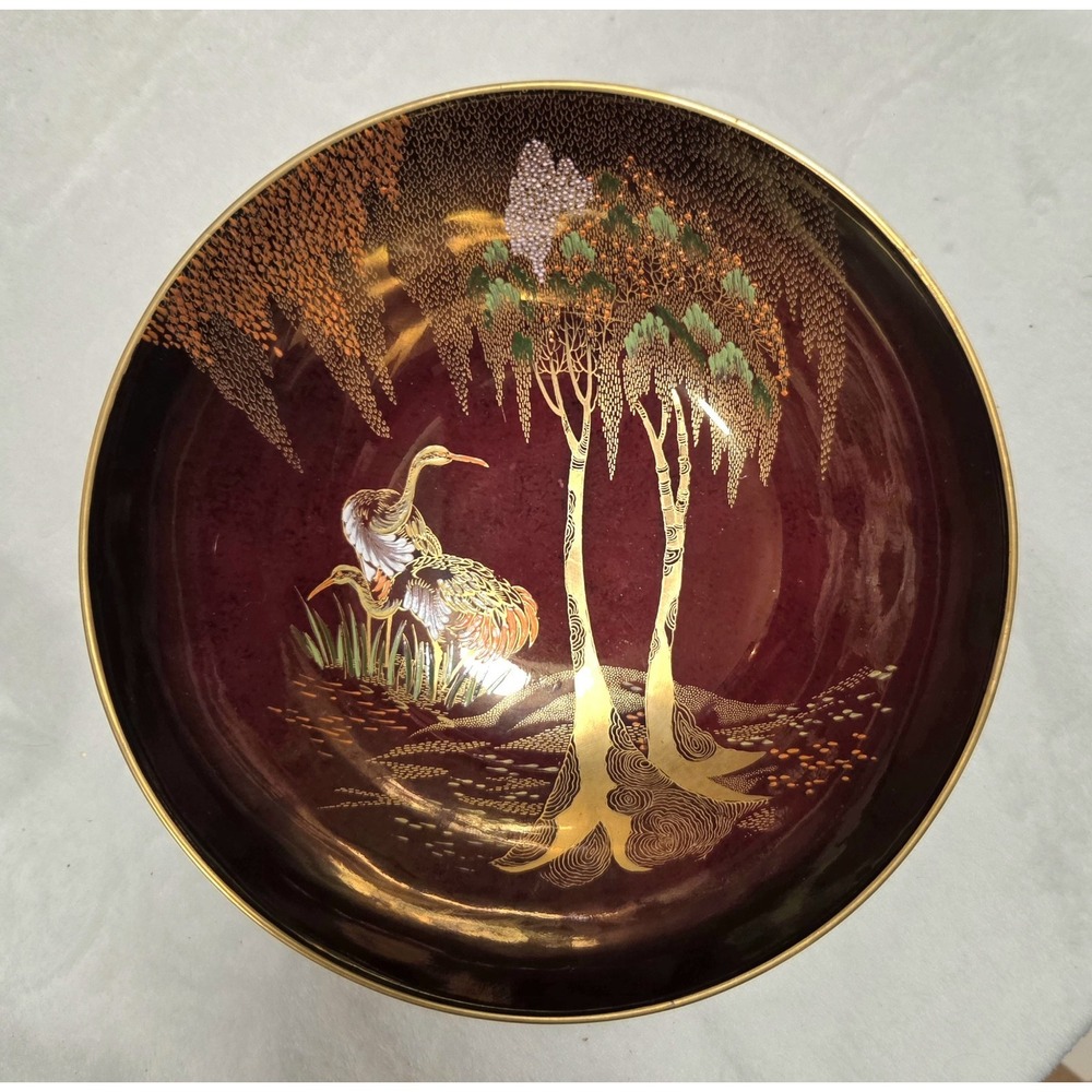 Carlton Ware Stork & Willow 8in Serving Bowl Hand Painted Vintage Rare